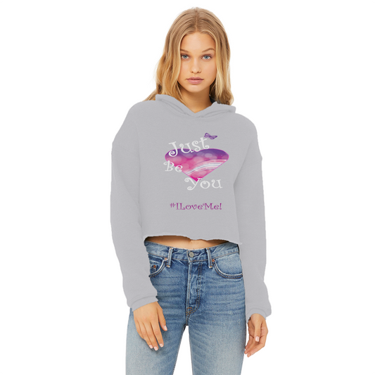 Just Be You Ladies Cropped Raw Edge Hoodie