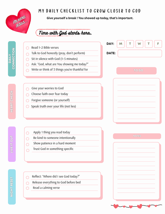 Daily Checklist to Grow Closer to God Digital product - Geeky Girls Journal