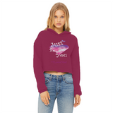 Justbeyou2 Ladies Cropped Raw Edge Hoodie