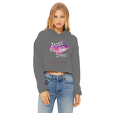 Justbeyou2 Ladies Cropped Raw Edge Hoodie